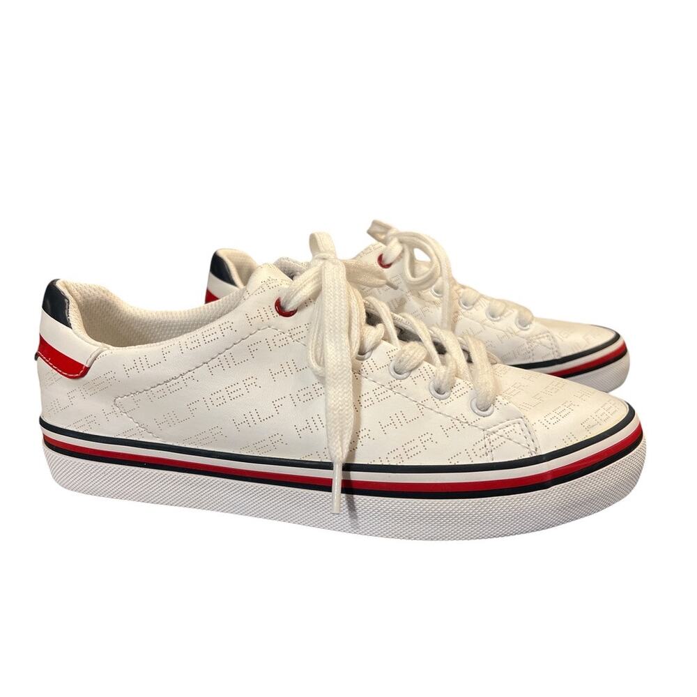 Tommy Hilfiger Falcor Sneakers Trainers Laser Dot Logo Size 8.5 White Red Blue